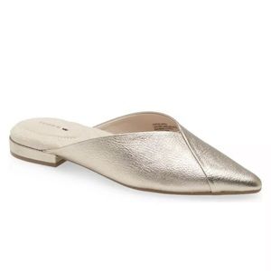 Birdies gold satin criss cross mule flats. So special! Perfect for MOB